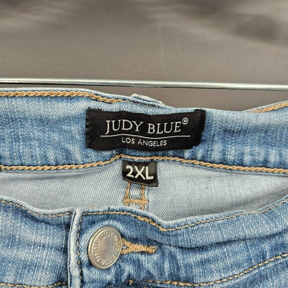 Judy Blue Skinny Denim Jeans 2XL Distressed Ankle Cropped Cotton Stretch Medium - Picture 2 of 13